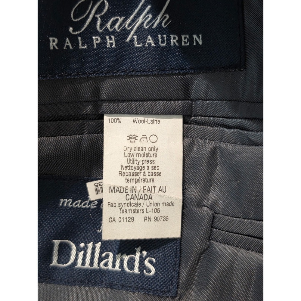 Ralph , Ralph Lauren Mens 42R Gray Blue Micro Check Wool Sport Coat Blazer - Picture 10 of 10
